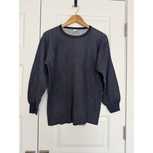 VTG 80s Morgan Mills Performance Wear Blue Waffle Knit Thermal Shirt Mens XL